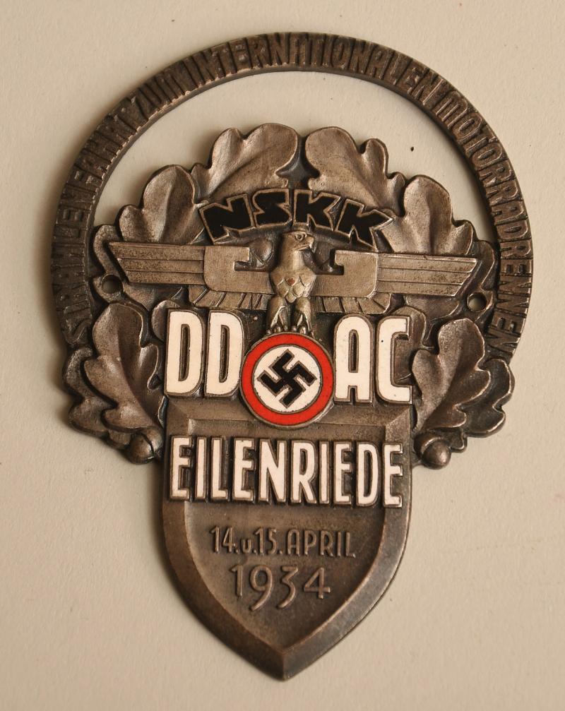 Regimentals German Wwii Nskk Ddac Motorcycle Meeting Plaque