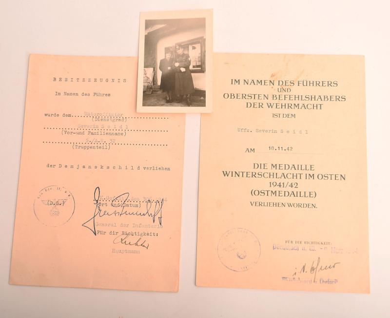 GERMAN THIRD REICH DEMJANSK SHIELD CITATIONS.