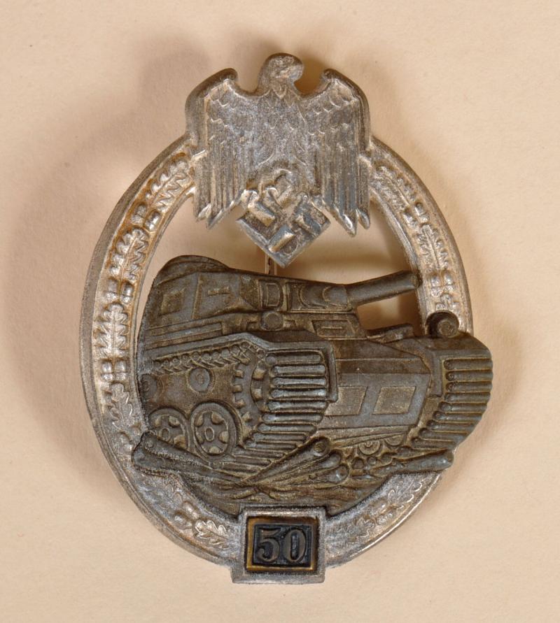 GERMAN WWII 50 TANK ASSAULT BADGE BY GB.