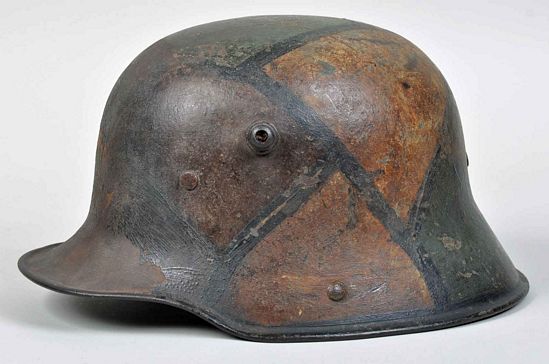 GERMAN WWI M.17 CAMOUFLAGE TRENCH HELMET.