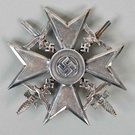 GERMAN WWI SPANISH CROSS IN SILVER.