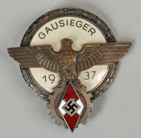 GERMAN WWII GAUSEIGER BADGE 1937 IN BRONZE.