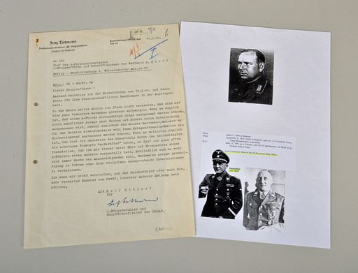 GERMAN WWII FRITZ TITTMANN LETTER AND SIGNATURE.