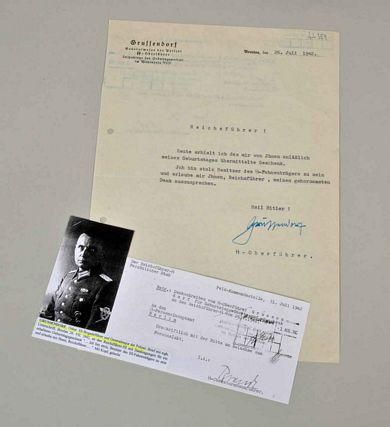 GERMAN WWII SS BRIGADERFUHRER OSKAR GRUSSENDORF LETTER.