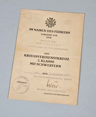 GERMAN WWII SERBIAN VOLUNTEER KORPS WAR SERVICE CROSS CITATION.