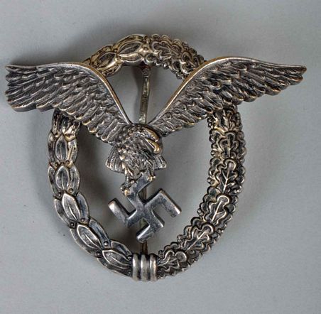 GERMAN WWII LUFTWAFFE PILOTS BADGE BY B & N.L.