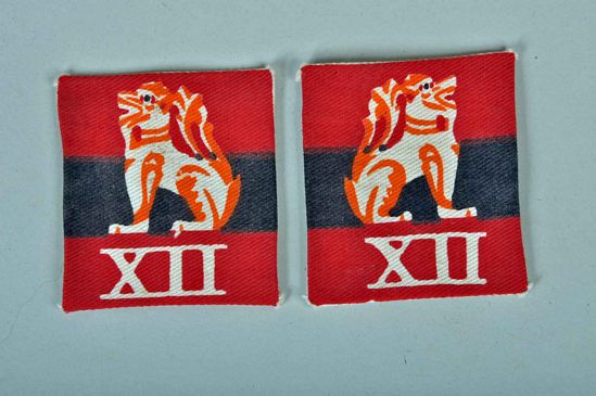 BRITISH WWII 12TH ARMY FORMATION SIGNS.