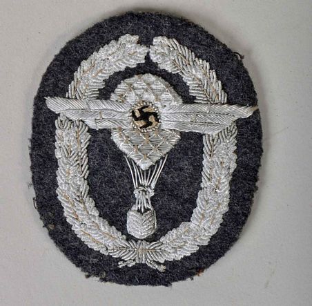 GERMAN WWII NSFK BALLOON PILOT'S BADGE IN BULLION WIRE.