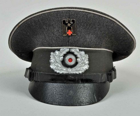 GERMAN WWII RED CROSS OFFICIAL'S CRUSHER TYPE VISOR CAP.