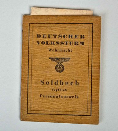 GERMAN WWII VOLKSTURM SOLDBUCH, SAXONY.