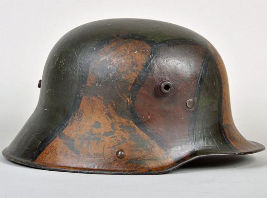 GERMAN WWI M.17 CAMOUFLAGE TRENCH HELMET.