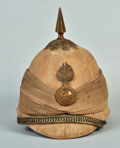 BRITISH ROYAL NORTHUMBERLAND FUSILIERS OFFICERS FOREIGN SERVICE HELMET.