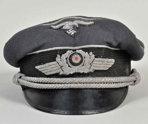 GERMAN WWII LUFTWAFFE OFFICERS BATTLE WORN CAP.