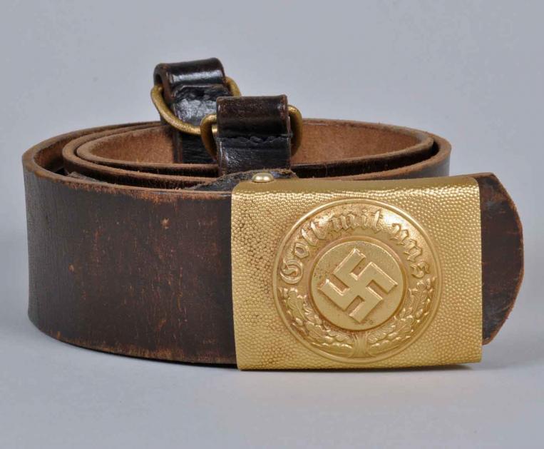 GERMAN WWII WATER POLICE BELT BUCKLE AND BELT.