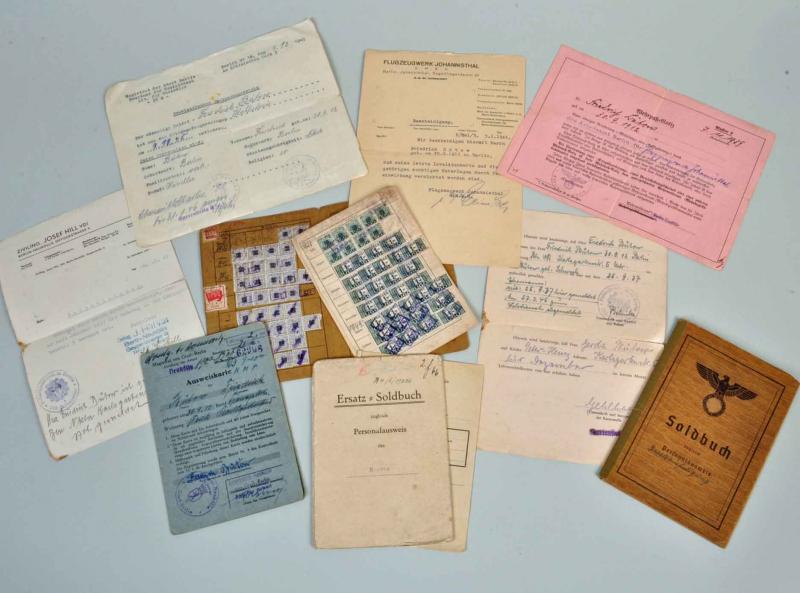 Regimentals | GERMAN WWII BERLIN 1945 VOLKSTURM GROUP OF DOCUMENTS.