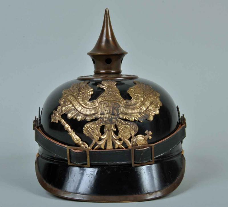 GERMAN WWI PRUSSIAN ERSATZ ALL TIN PICKELHAUBE.