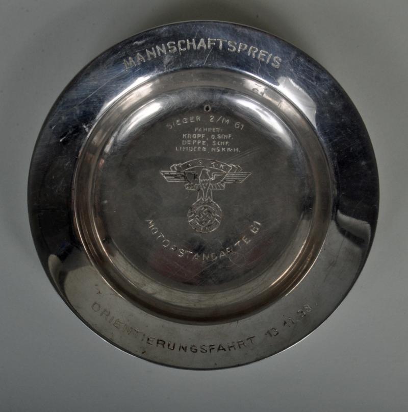 GERMAN WWII NSKK PRESENTATION DISH.