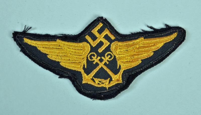 GERMAN WWII LUFTWAFFE AIR SEA RESCUE ENLISTED RANKS EMBROIDERED CAP BADGE.