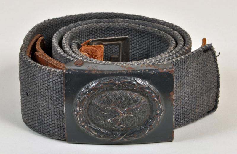 GERMAN WWII LUFTWAFFE BLUE WEBBING WAIST BELT AND BUCKLE.