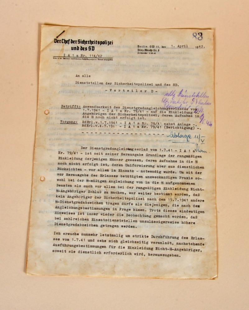 GERMAN WWII REINHARD HEYDRICH THREE PAGE LETTER.