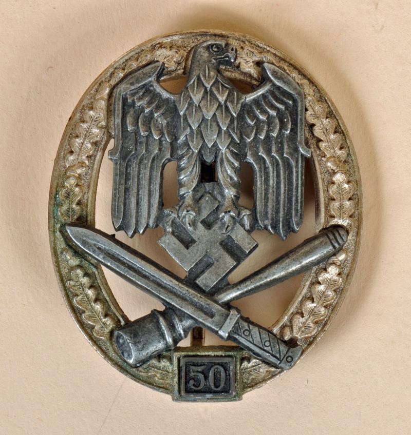 GERMAN WWII 50 GENERAL ASSAULT BADGE.