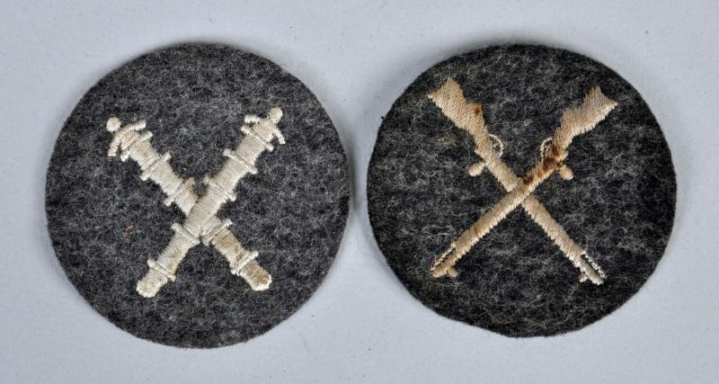 GERMAN WWII TWO ARMOURERS TRADE PATCHES.