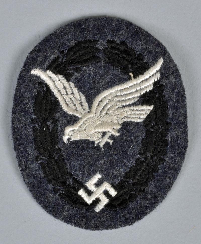 GERMAN WWII LUFTWAFFE UNQUALIFIED AIR GUNNER BADGE IN CLOTH.