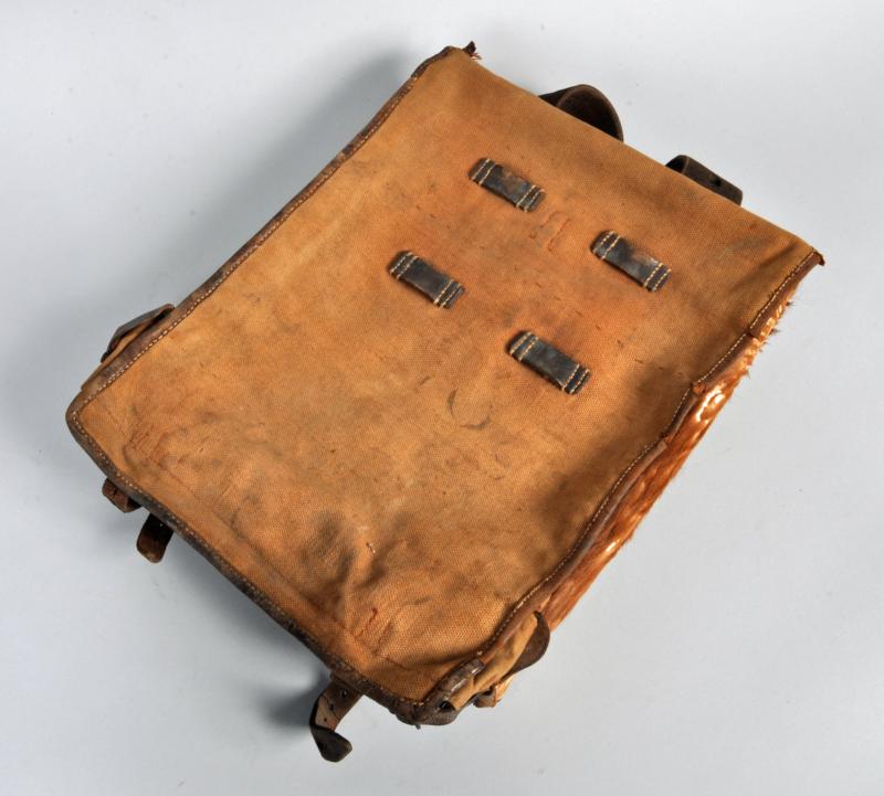 GERMAN WWI SOLDIERS FUR AND CANVAS BACK PACK.
