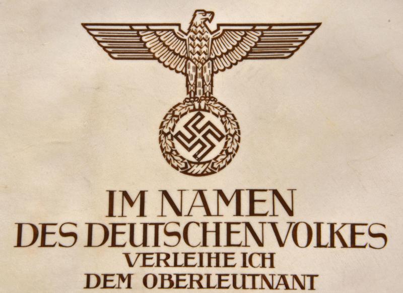 GERMAN WWII KNIGHTS CROSS TO THE IRON CROSS CITATION.