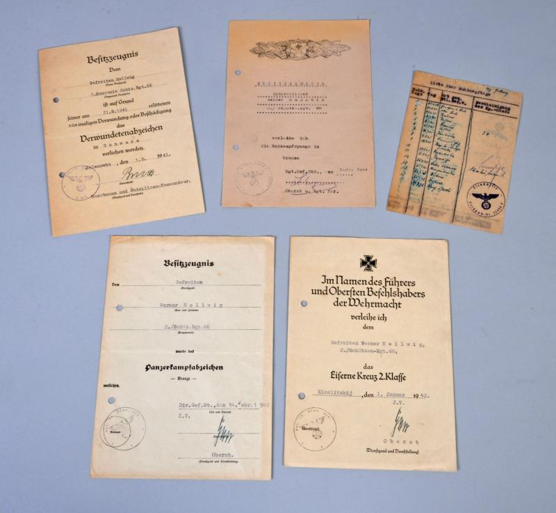 GERMAN WWII CLOSE COMBAT BAR CITATION GROUP.