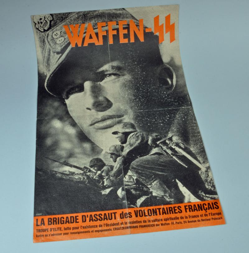 GERMAN WWII FRENCH WAFFEN SS RECRUITING POSTER.