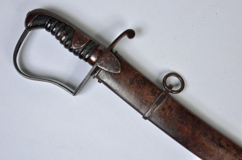 ENGLISH 1796 BLUE AND GILT BLADED OFFICERS SWORD.