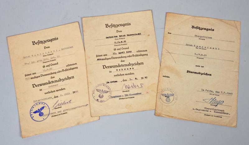 GERMAN WWII ART REGT 21 CITATIONS.