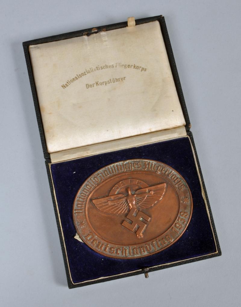 GERMAN WWII NSFK AWARD PLAQUE,CASED.