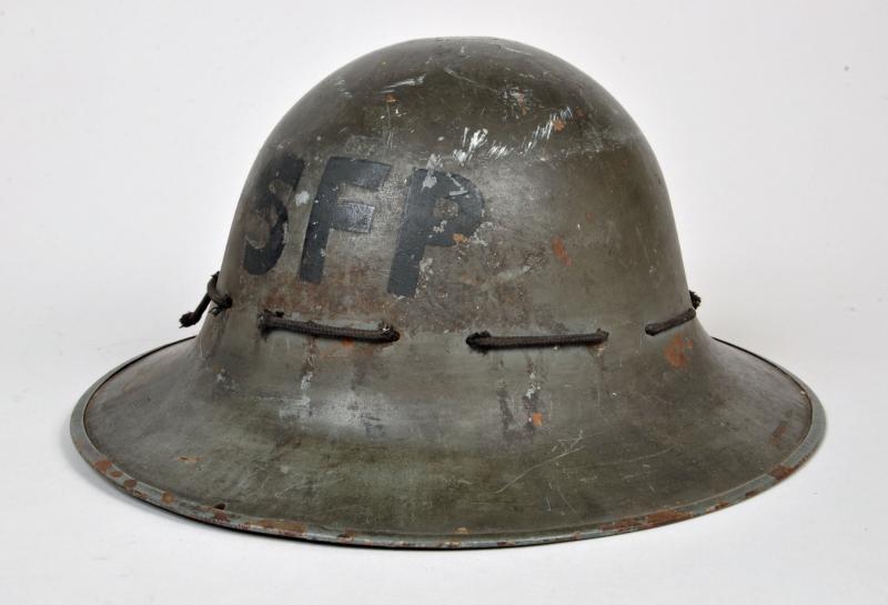 BRITISH WWII ZUCKERMAN FIRE PATROL HELMET.