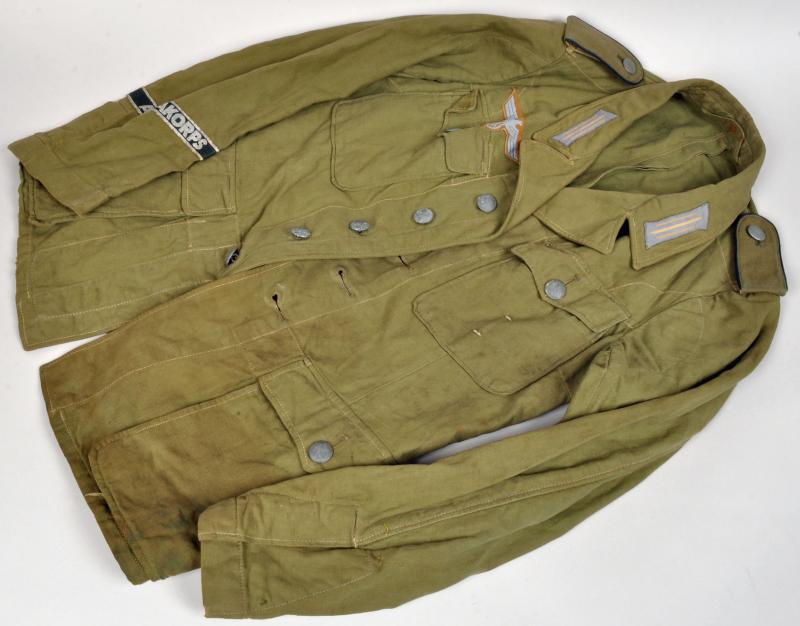 GERMAN WWII PIONEER MANS LATE PATTERN TROPICAL TUNIC.