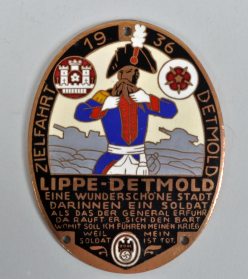 GERMAN WWII LIPPE DETMOLD DDAC 1936 PLAQUE.