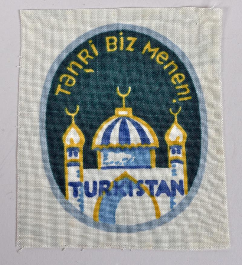 GERMAN WWII TURKISTAN FOREIGN VOLUNTEER ARM SHIELD.