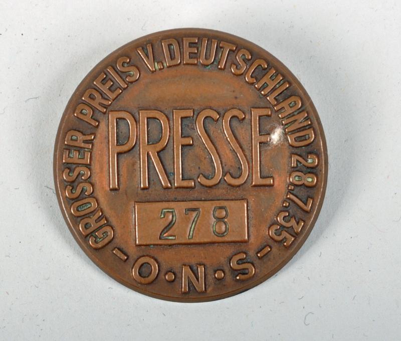 GERMAN WWII GERMAN GRAND PRIX PRESS PASS.