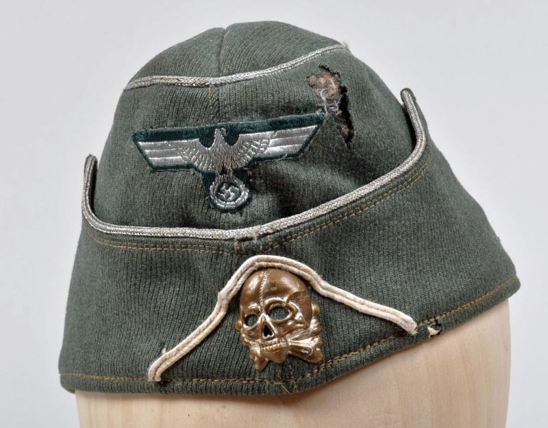 GERMAN WWII ARMY STYLE SS OFFICERS OVERSEAS CAP.