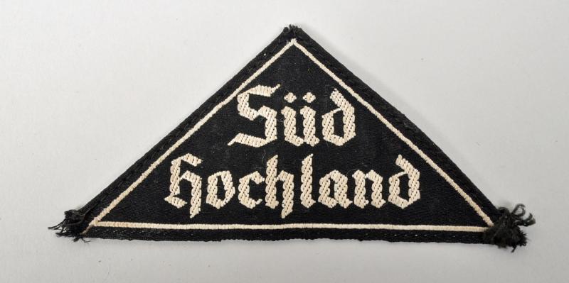 GERMAN WWII HITLER YOUTH BDM FEMALE SECTION DISTRICT TRIANGLE FOR SUD HOCHLAND.