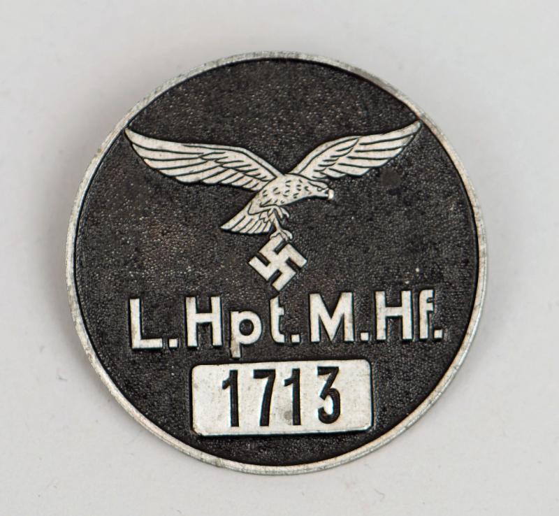 GERMAN WWII LUFTWAFFE ZINC WORKERS OR OFFICIALS ENTRY PASS.