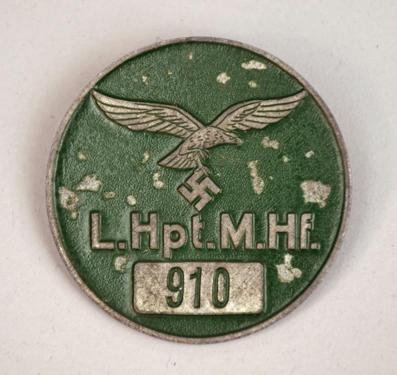 GERMAN WWII LUFTWAFFE ZINC WORKERS OR OFFICIALS ENTRY PASS.