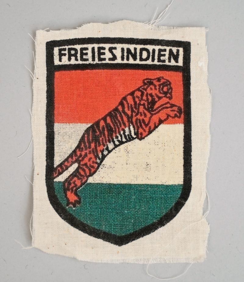 GERMAN WWII INDIAN VOLUNTEER LEGION AZAD HIND PRINTED SLEEVE SHIELD.