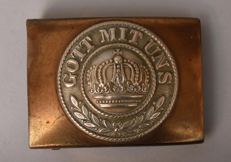 GERMAN WWI PRUSSIAN ENLISTED MANS BELT BUCKLE. NICKEL AND BRASS.