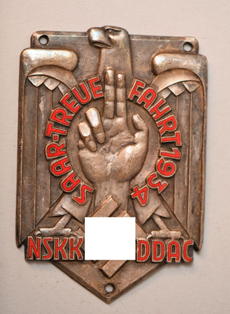 GERMAN WWII NSKK DDC MOTOR MEETING PLAQUE.