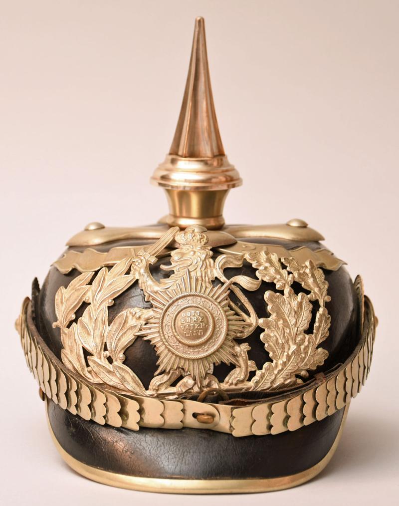 GERMAN WWI HESSE NCOS ALL LEATHER  PICKLEHAUBE.