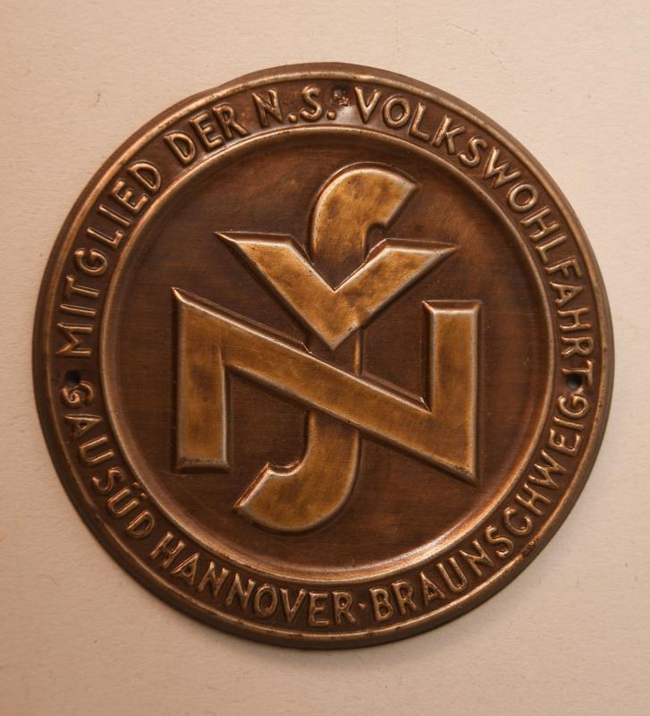 GERMAN WWII NSV DOOR PLAQUE.