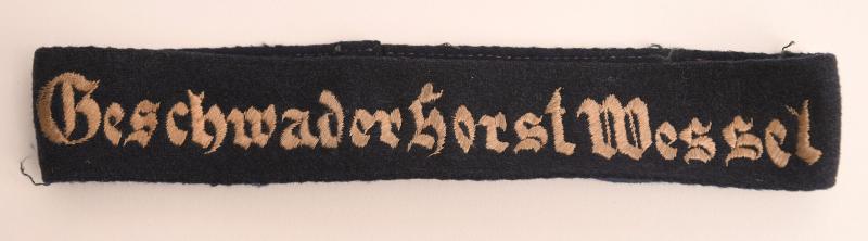 GERMAN WWII GESCHWADWER HORST WESSEL CUFF TITLE.