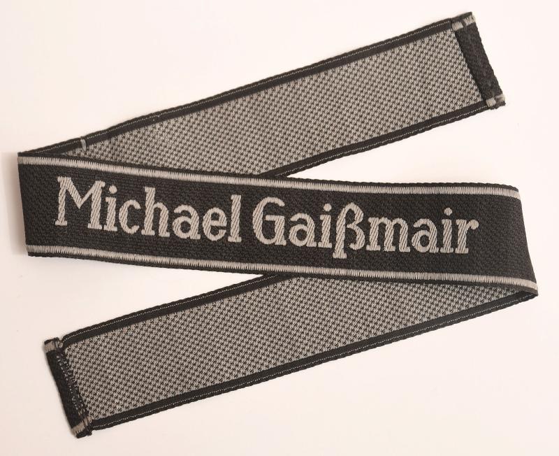 GERMAN WWII MICHAEL GAISMAIR WAFFEN SS ENLISTED MAN’S CUFF TITLE.